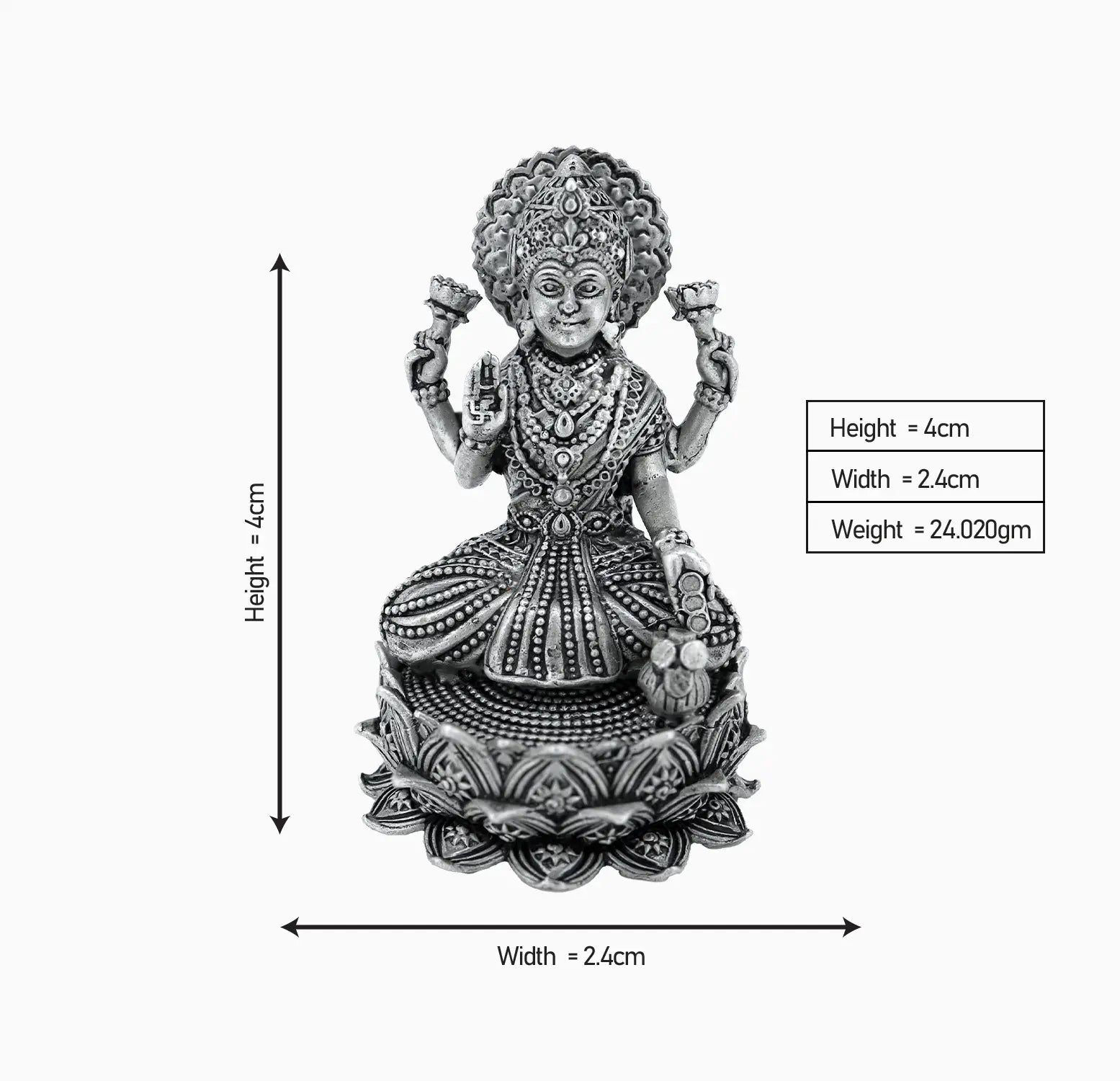 Antique pure Silver Goddess Lakshmi Idol- Made With Pure 925 Silver