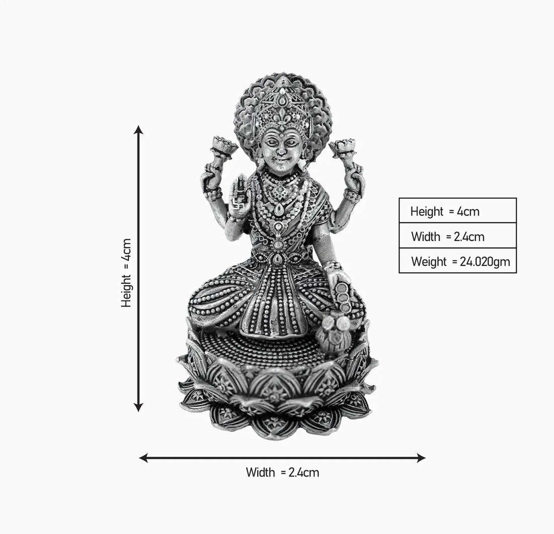 Antique pure Silver Goddess Lakshmi Idol- Made With Pure 925 Silver