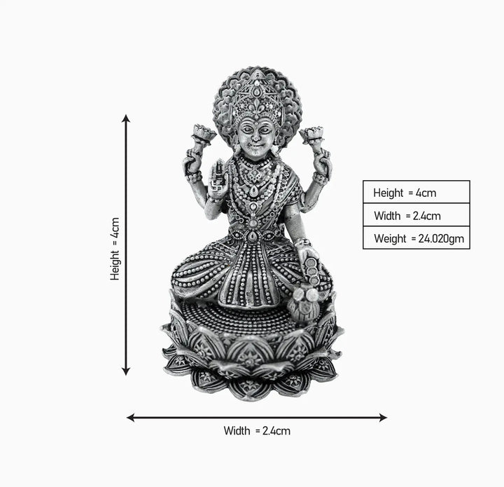 Antique pure Silver Goddess Lakshmi Idol- Made With Pure 925 Silver