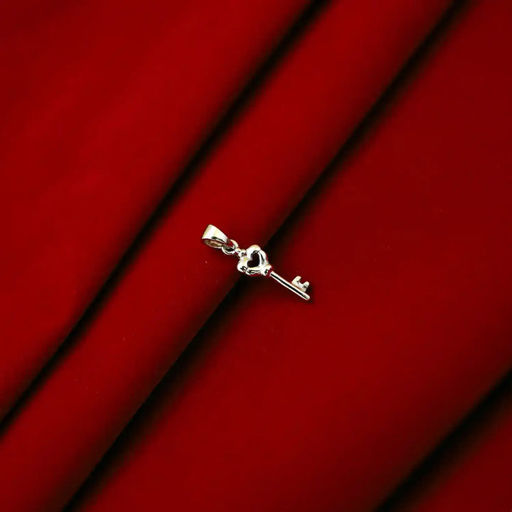 Pure Silver Heart Key Pendant - Made With Pure 925 Silver