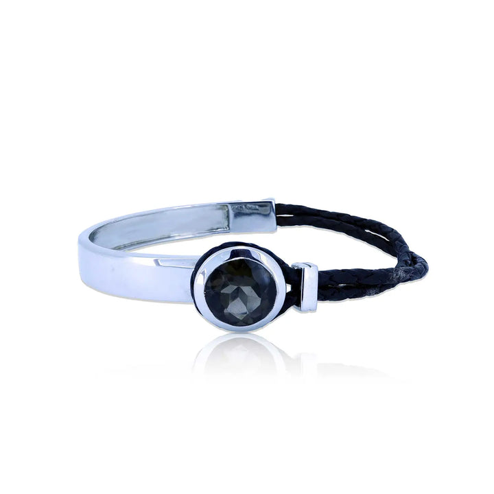 Pure 925 Silver and Black  Bracelet with  Gemstone- Made With Pure 925 Silver