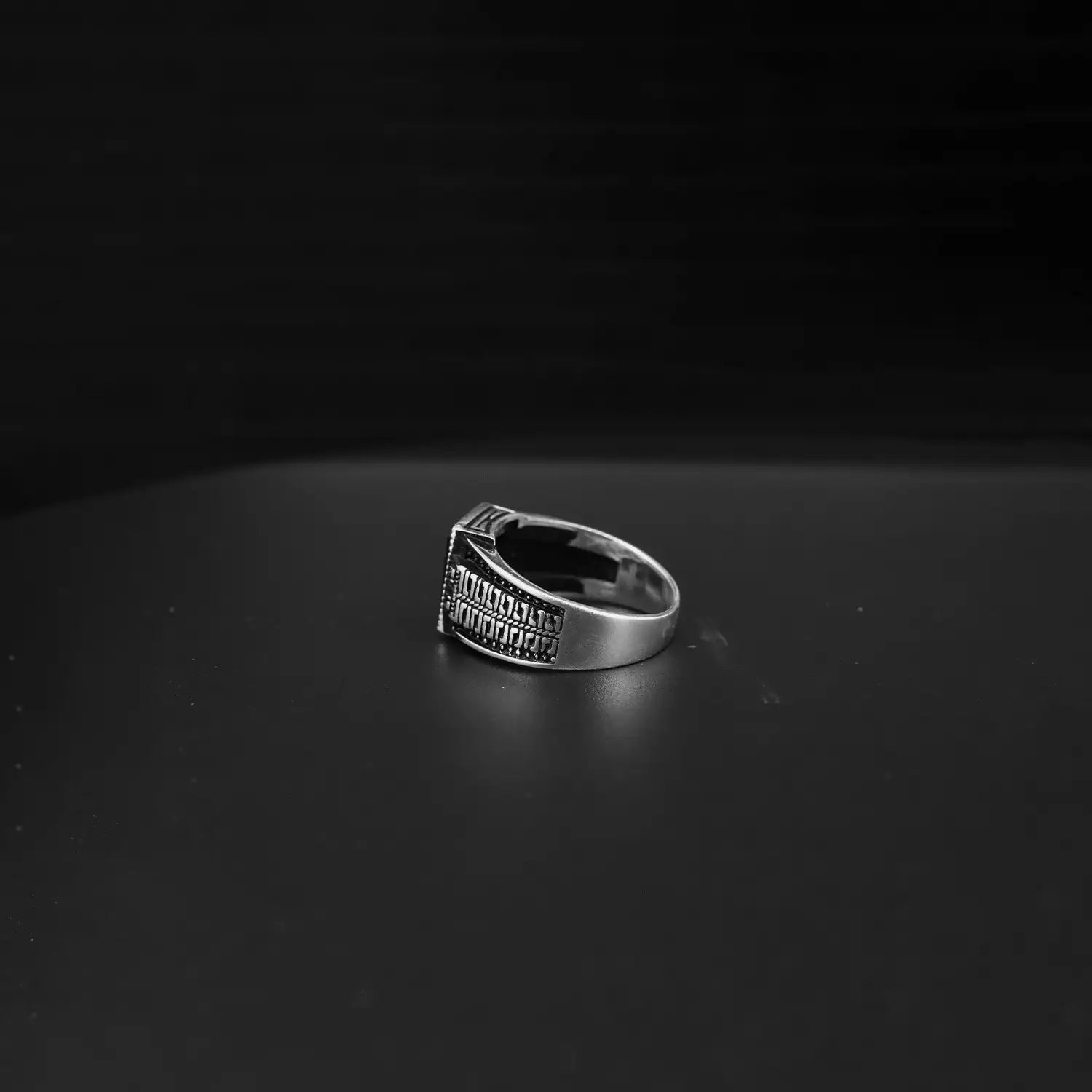 Pure Silver Black Onyx Rectangle Ring- Made With Pure 925 Silver
