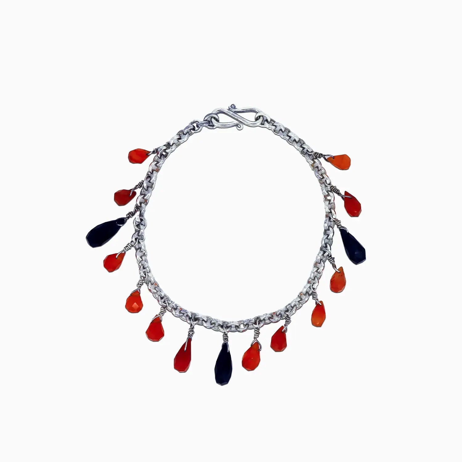 Pure Silver Bracelet with Gemstone Drops- Made With Pure 925 Silver