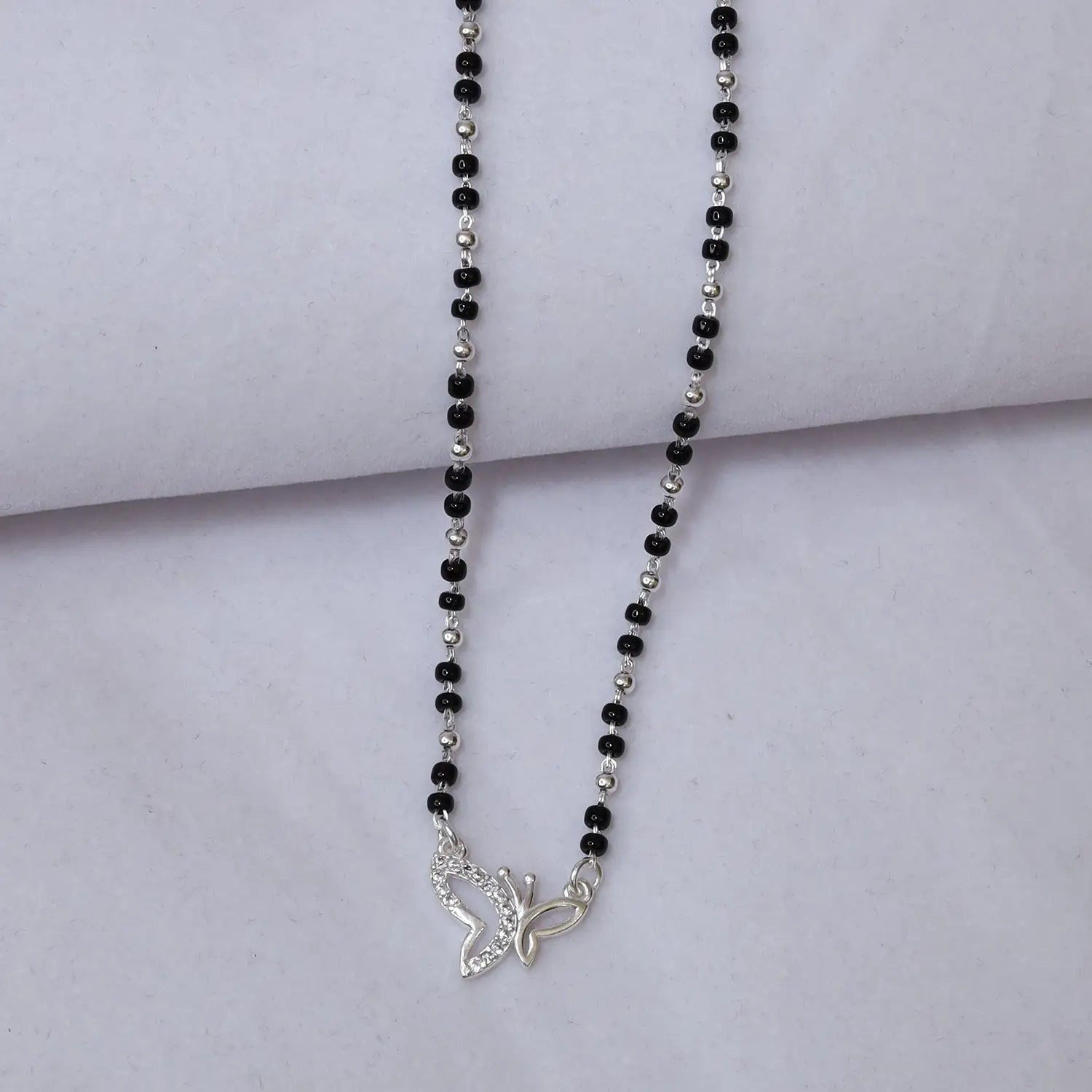 Elegant Butterfly Charm Silver Mangalsutra - Made With Pure 925 Silver