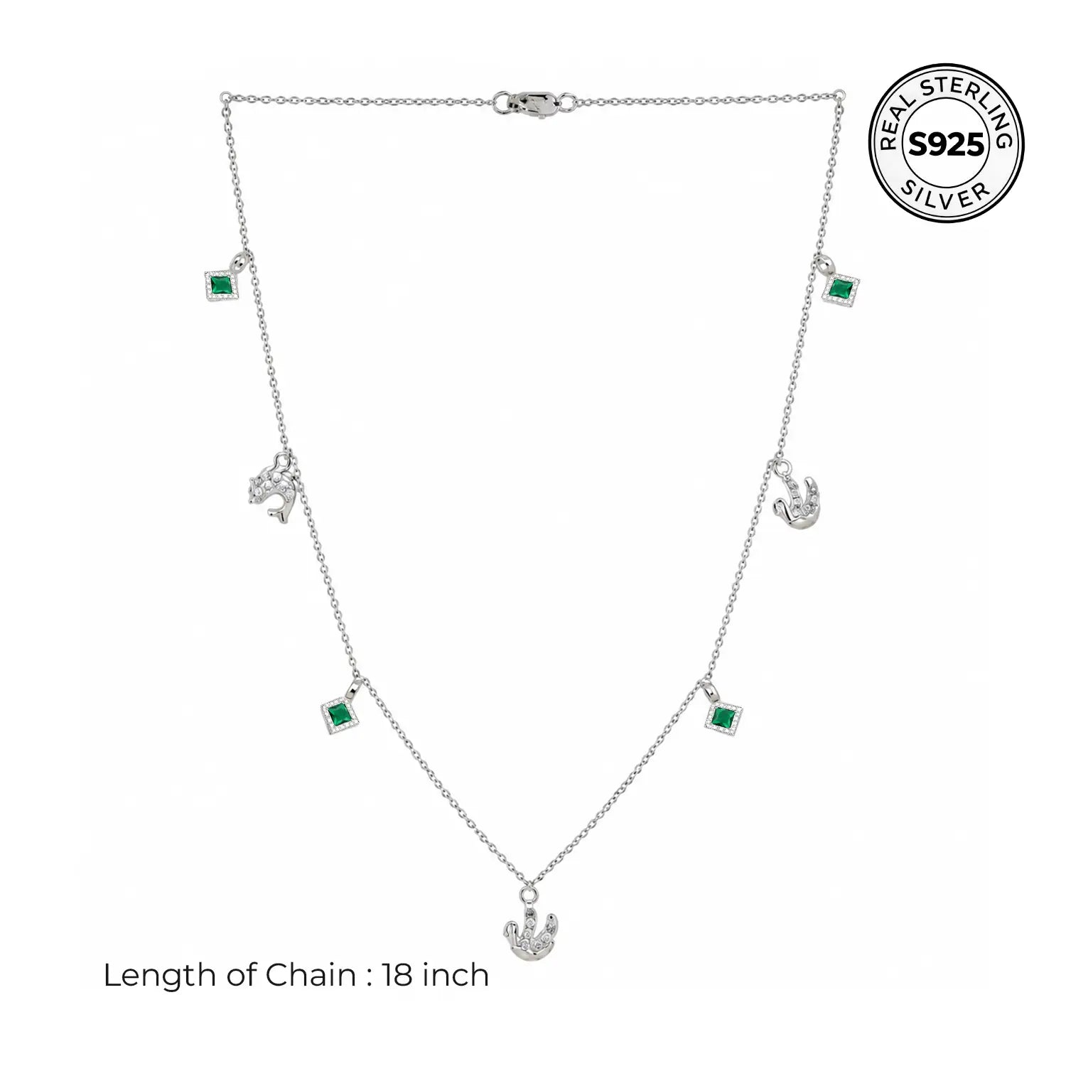 Elegant Emerald Anchor Charm Silver Chain - Made With Pure 925 Silver