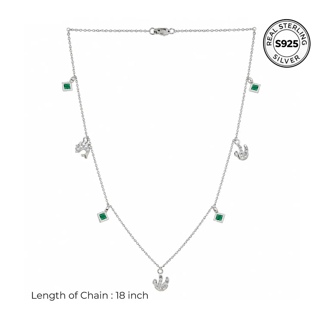Elegant Emerald Anchor Charm Silver Chain - Made With Pure 925 Silver