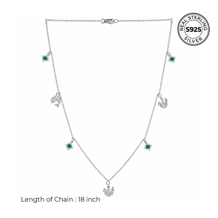Elegant Emerald Anchor Charm Silver Chain - Made With Pure 925 Silver