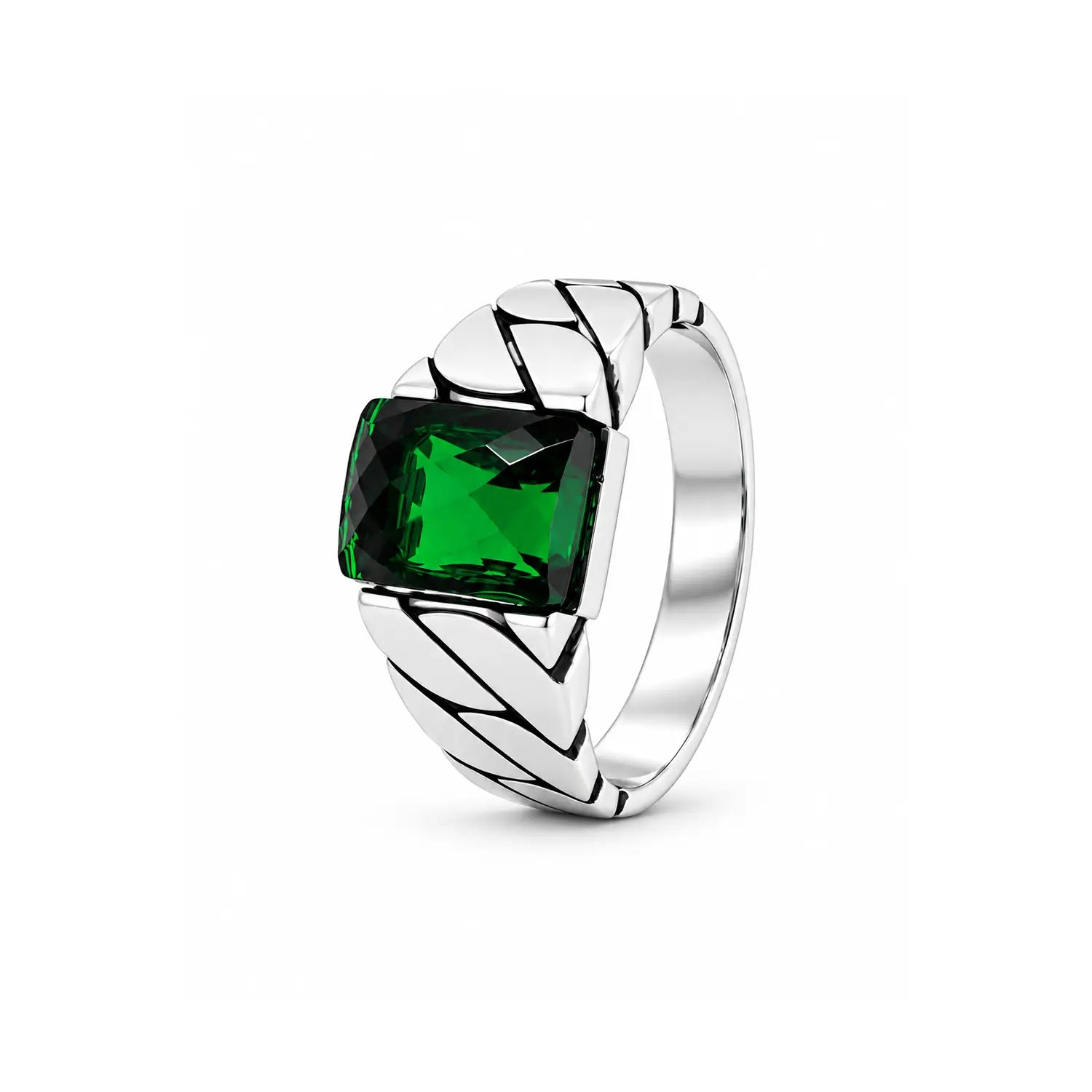 Green Gemstone Silver Ring - Made With Pure 925 Silver