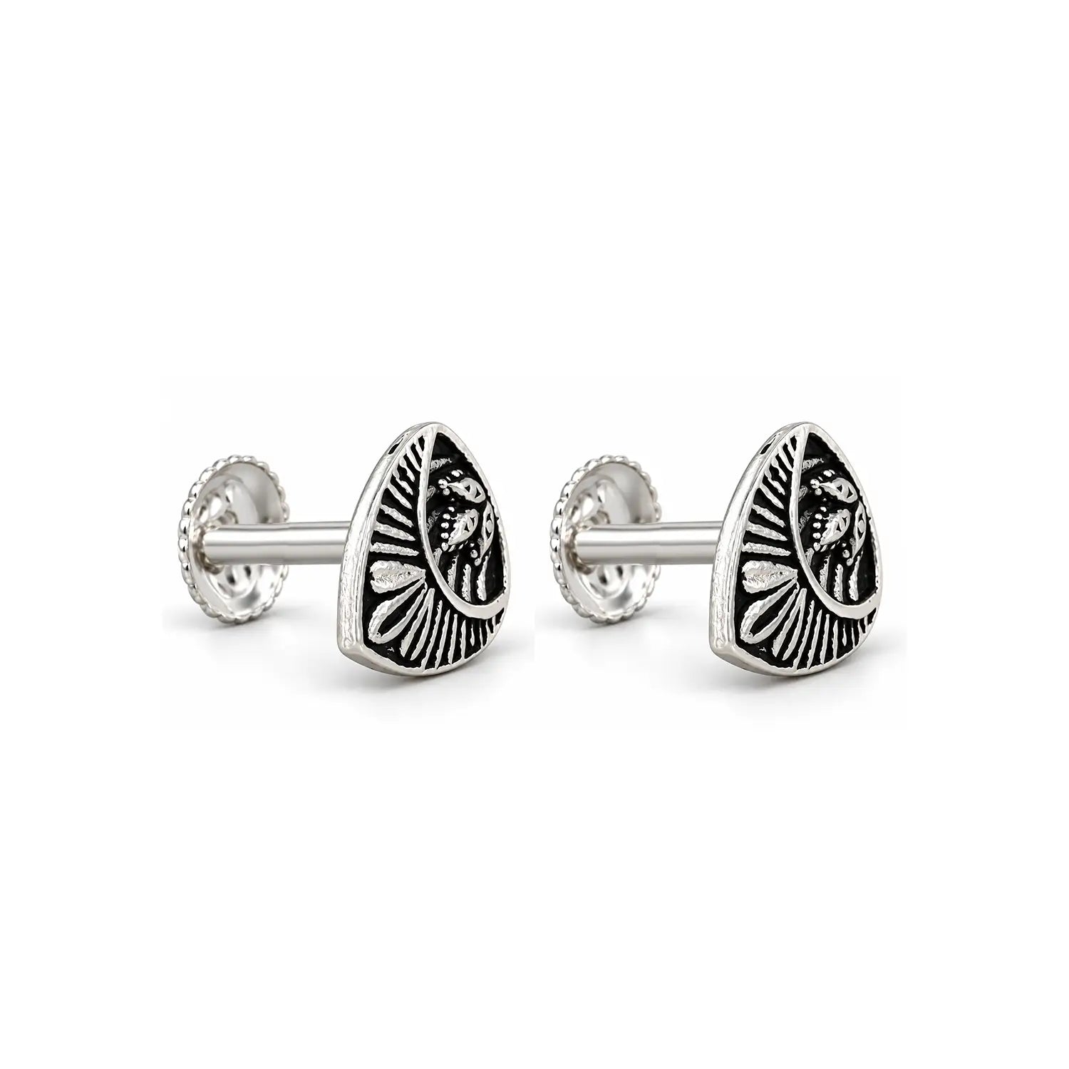 Vintage Teardrop Oxidised Silver Stud Earrings - Made With Pure 925 Silver