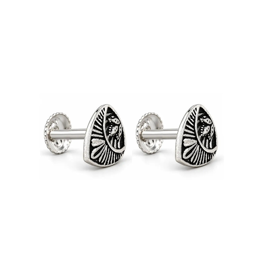 Vintage Teardrop Oxidised Silver Stud Earrings - Made With Pure 925 Silver