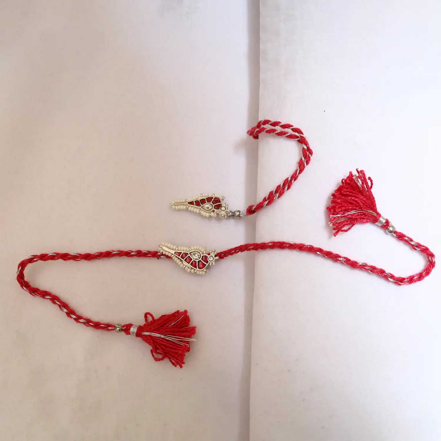 Royal Red Stone Silver Rakhi & Lumba Set - Made With Pure 925 Silver