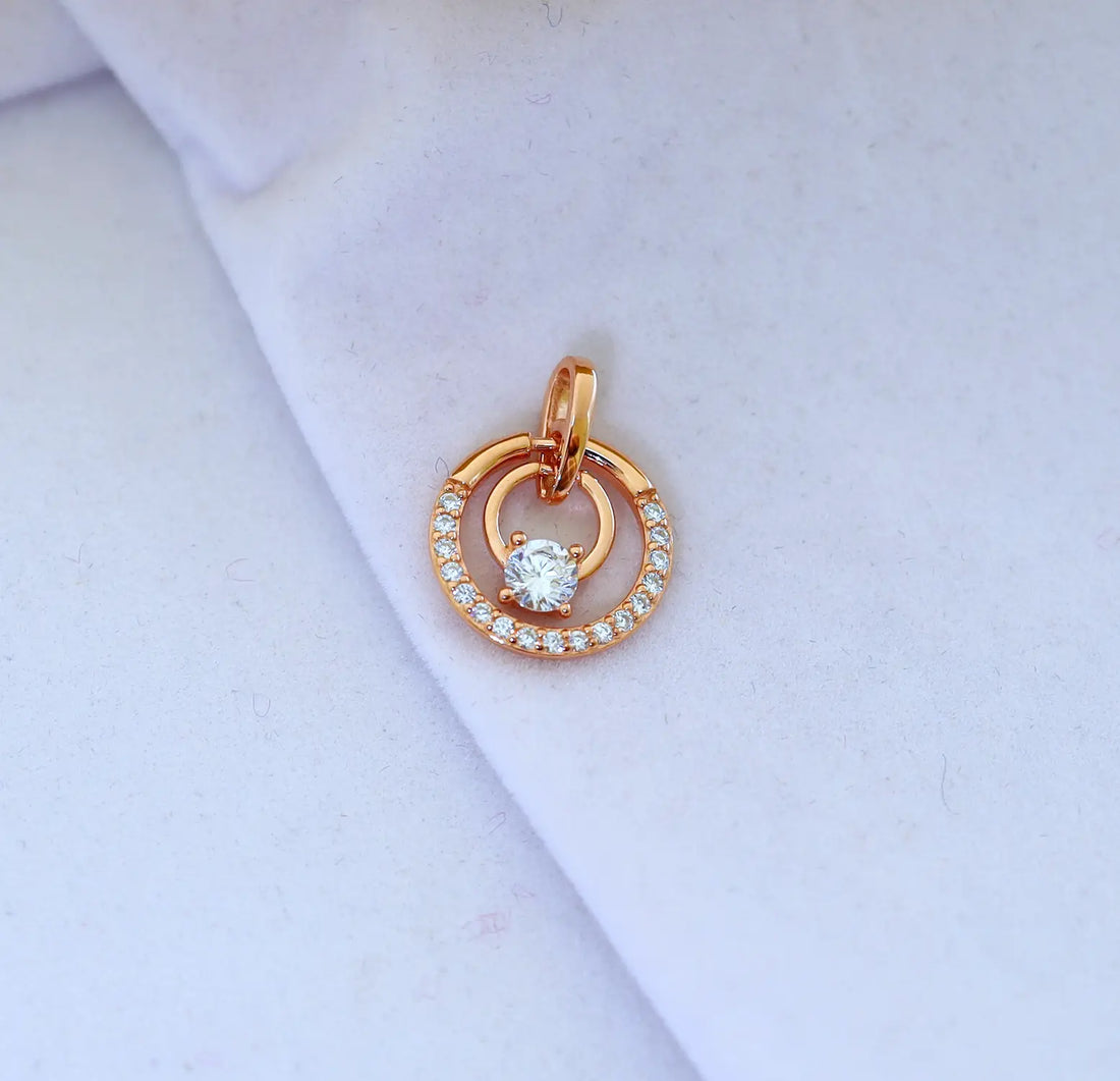 Rose Gold Ruby Circle Silver Pendant - Made With 925 Pure Silver
