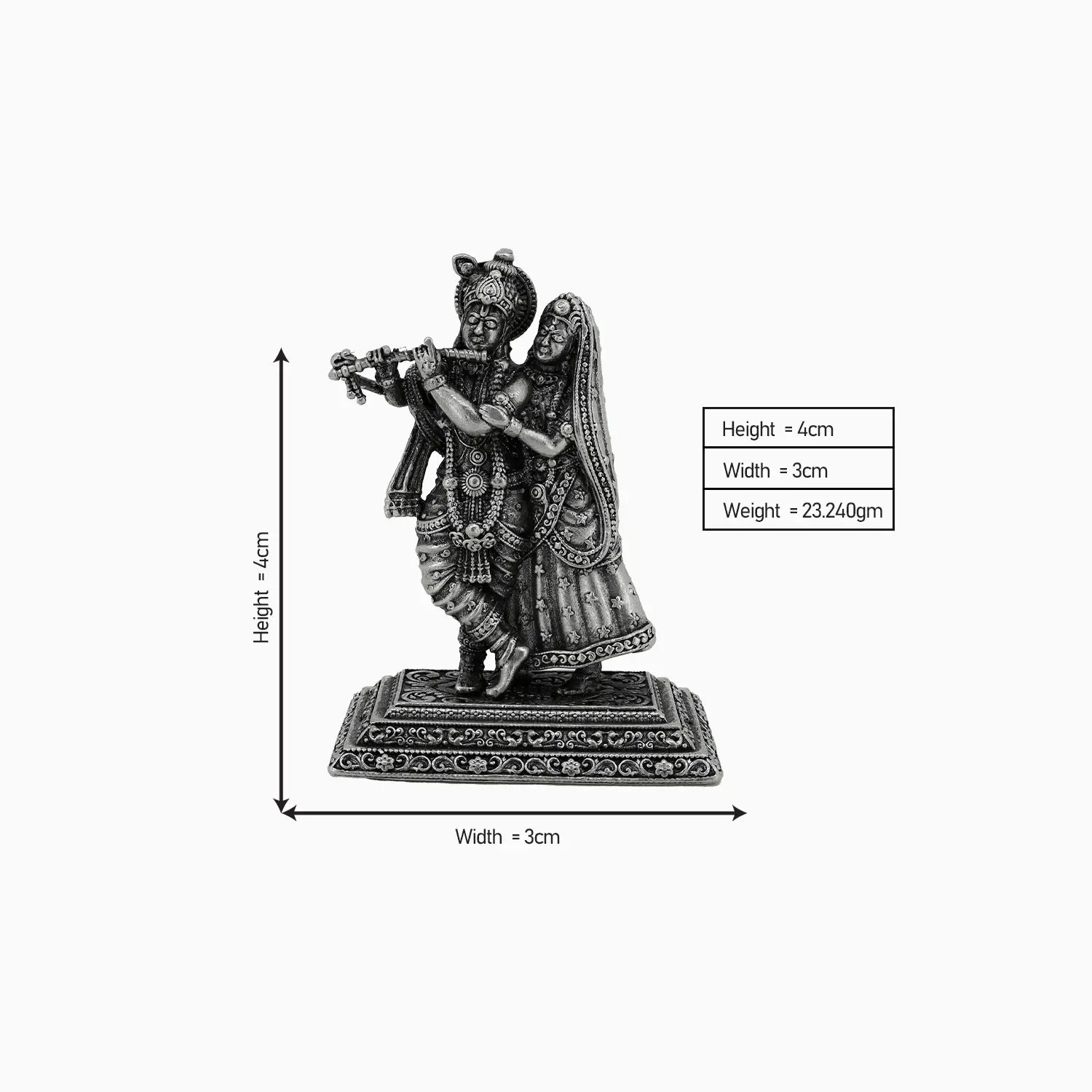 Antique Pure Silver Radha Krishna Idol- Made With Pure 925 Silver