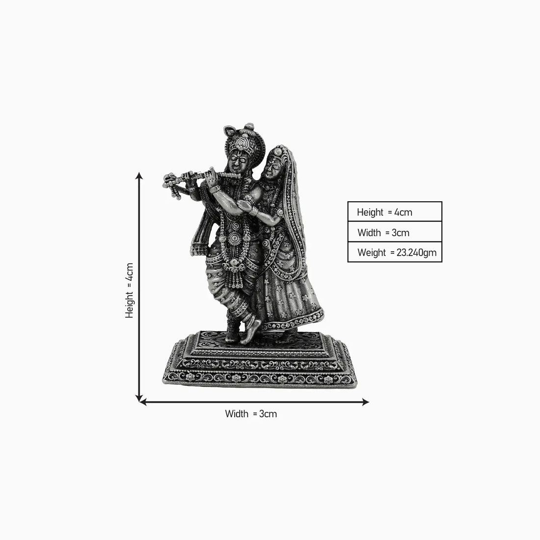 Antique Pure Silver Radha Krishna Idol- Made With Pure 925 Silver