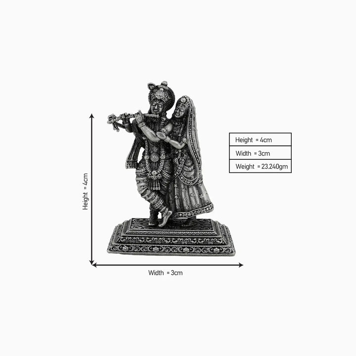 Antique Pure Silver Radha Krishna Idol- Made With Pure 925 Silver