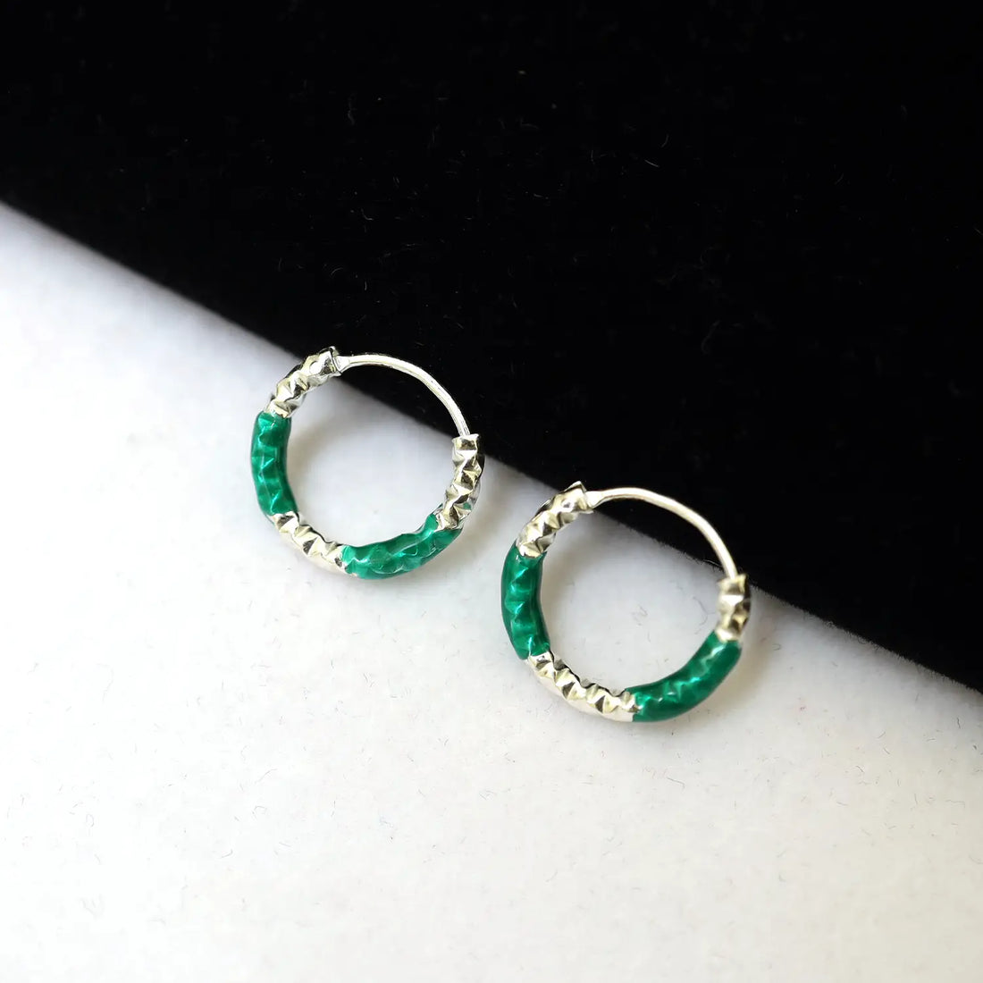 Lime Twist Silver Hoop Earrings - Made With Pure 925 Silver