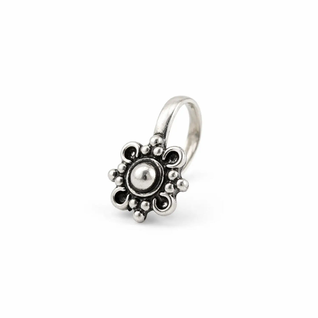 Vintage Floral Oxidised Silver Nose Pin- Made With Pure 925 Silver