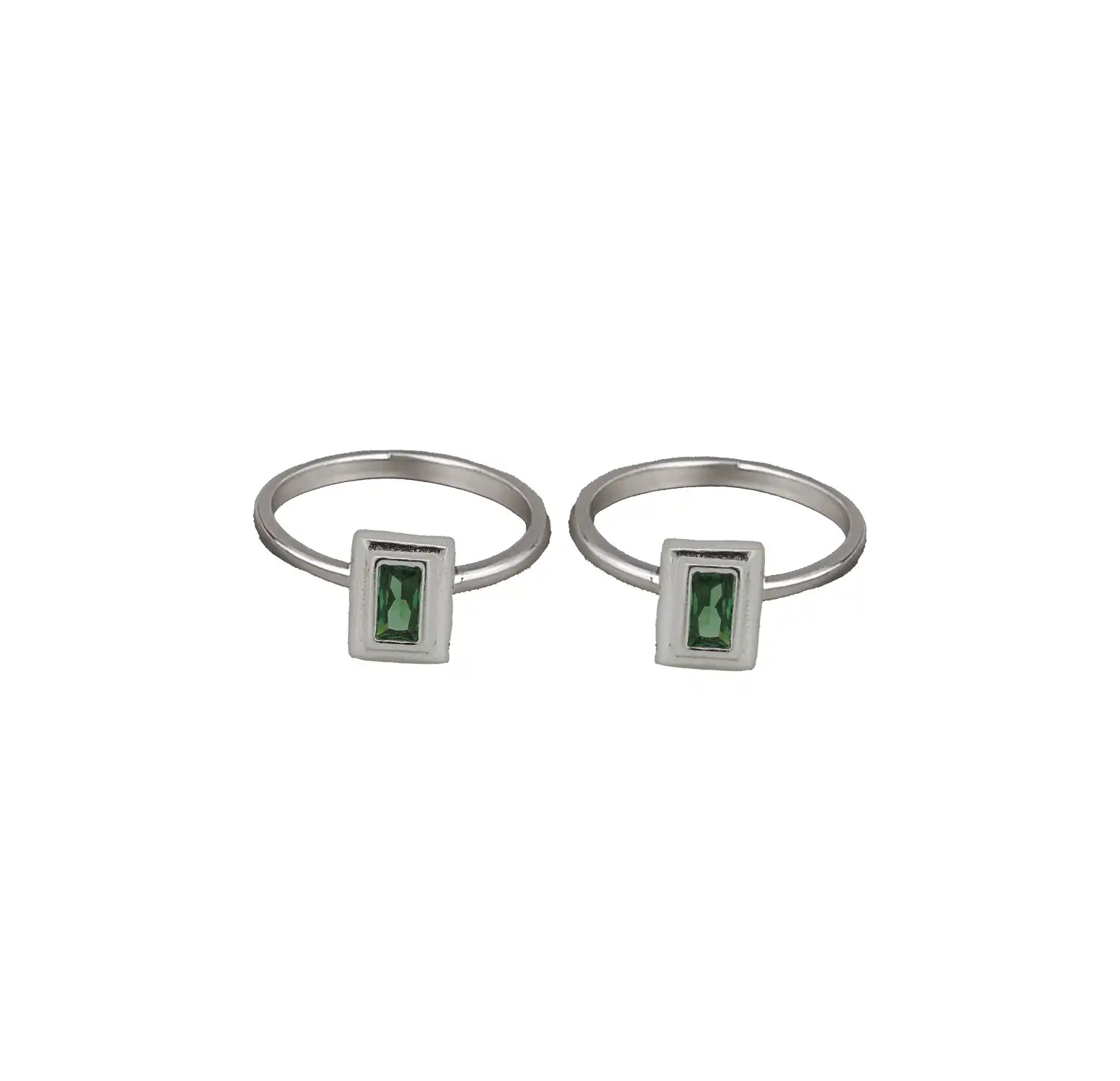 Elegant Pure Silver Stone Toe Rings (Pair)- Made With Pure 925 Silver
