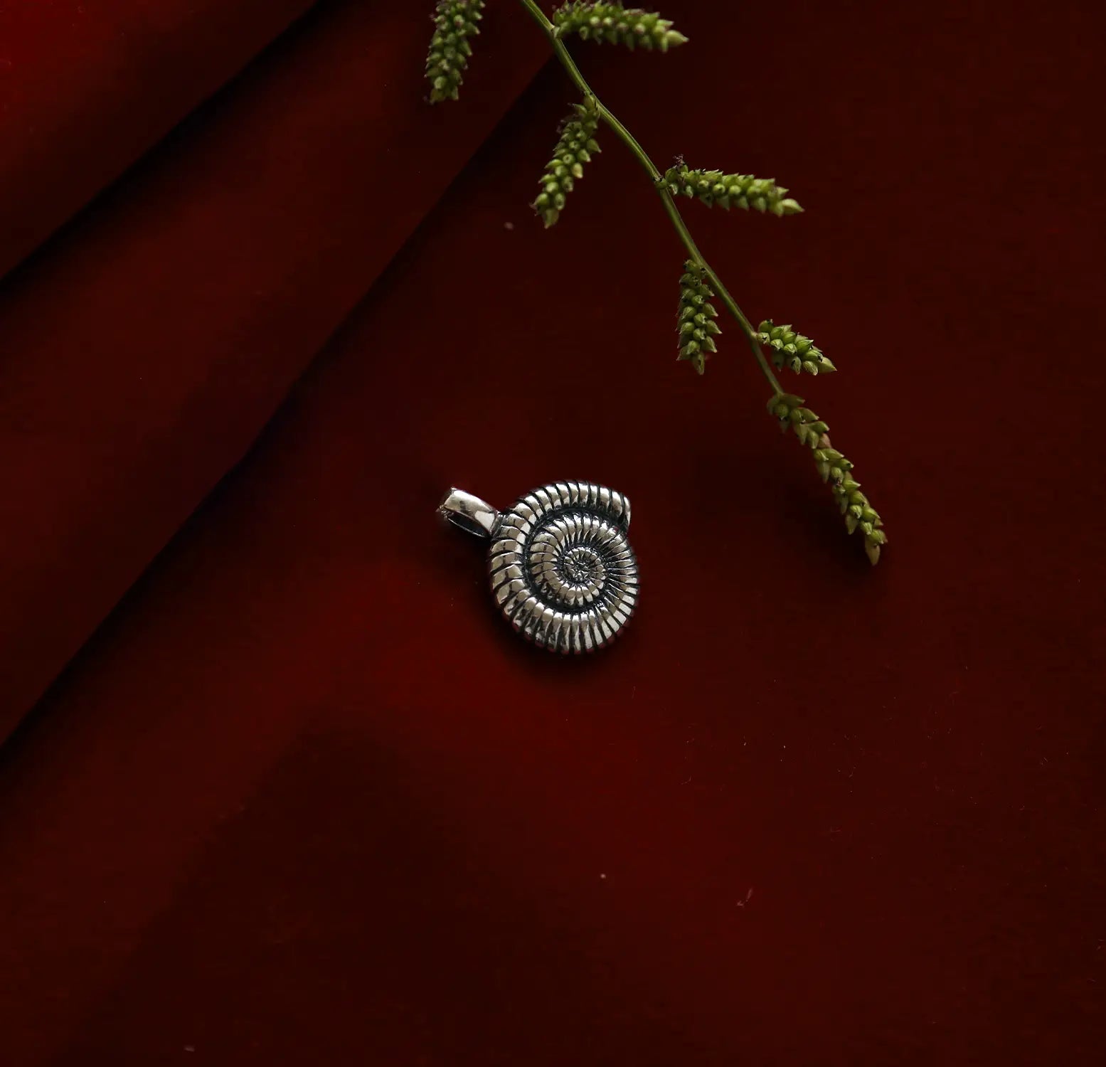 Pure Silver Ammonite Spiral Pendant- Made With Pure 925 Silver