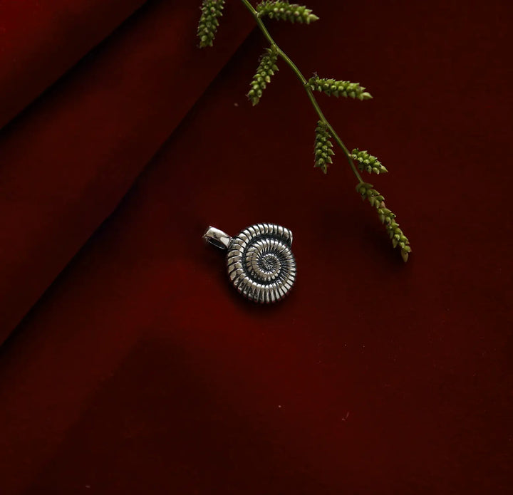 Pure Silver Ammonite Spiral Pendant- Made With Pure 925 Silver