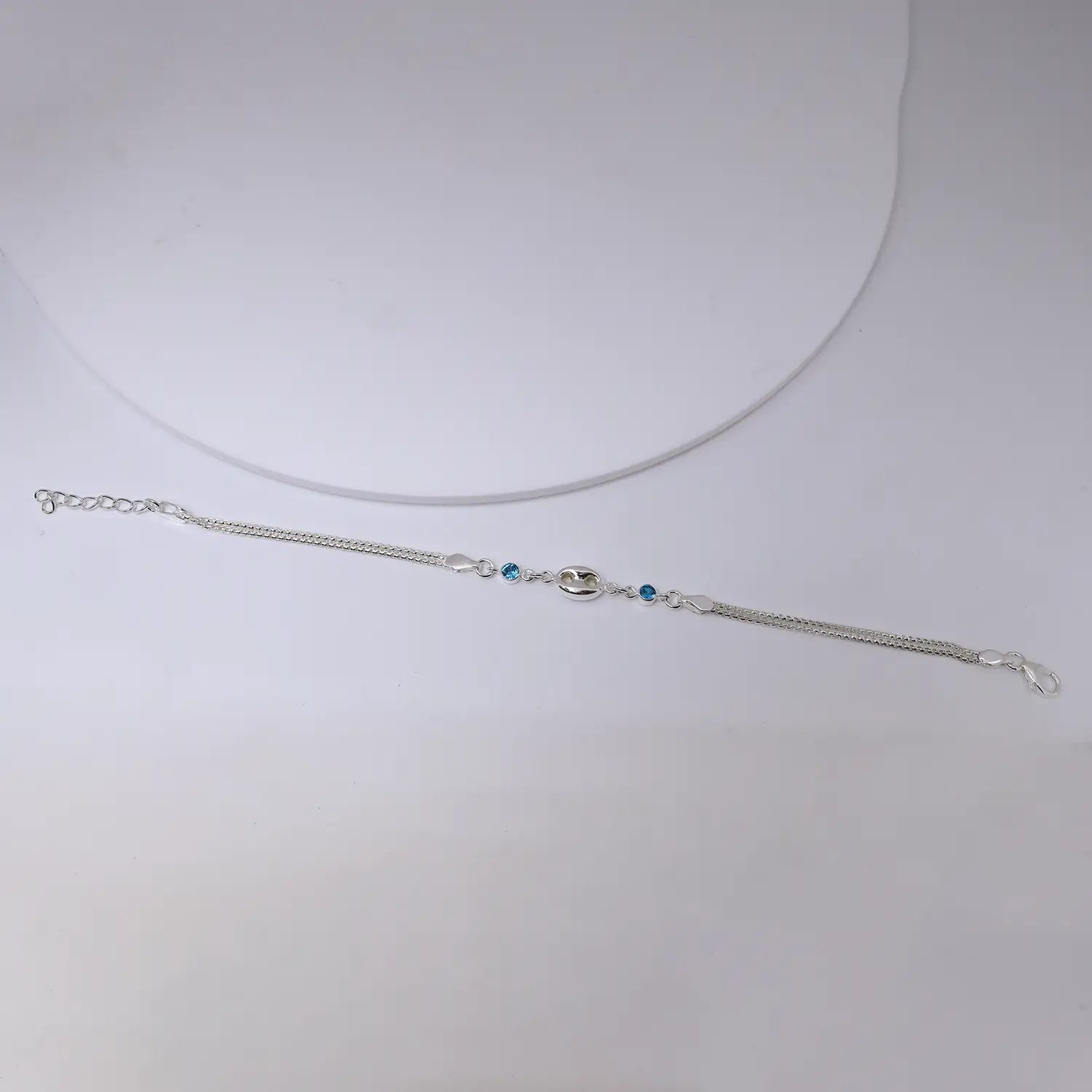 Infinity Blue Stone Pure Silver Bracelet - Made With Pure 925 Silver
