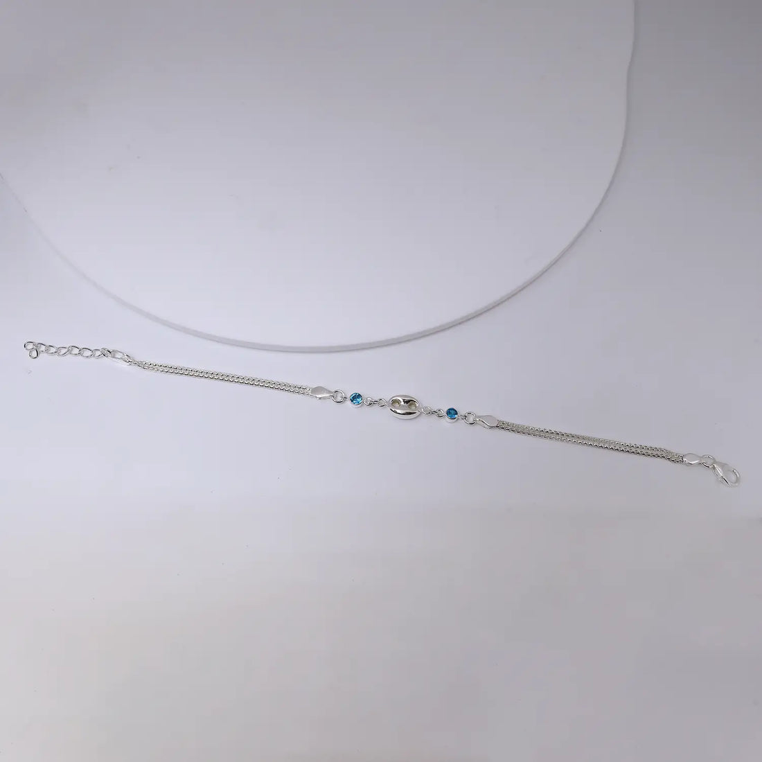 Infinity Blue Stone Pure Silver Bracelet - Made With Pure 925 Silver