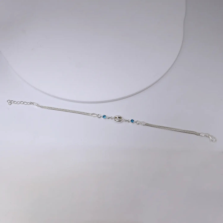Infinity Blue Stone Pure Silver Bracelet - Made With Pure 925 Silver