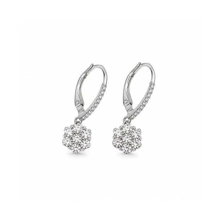 Elegant Floral Cluster Drop Earrings - Made With Pure 925 Silver