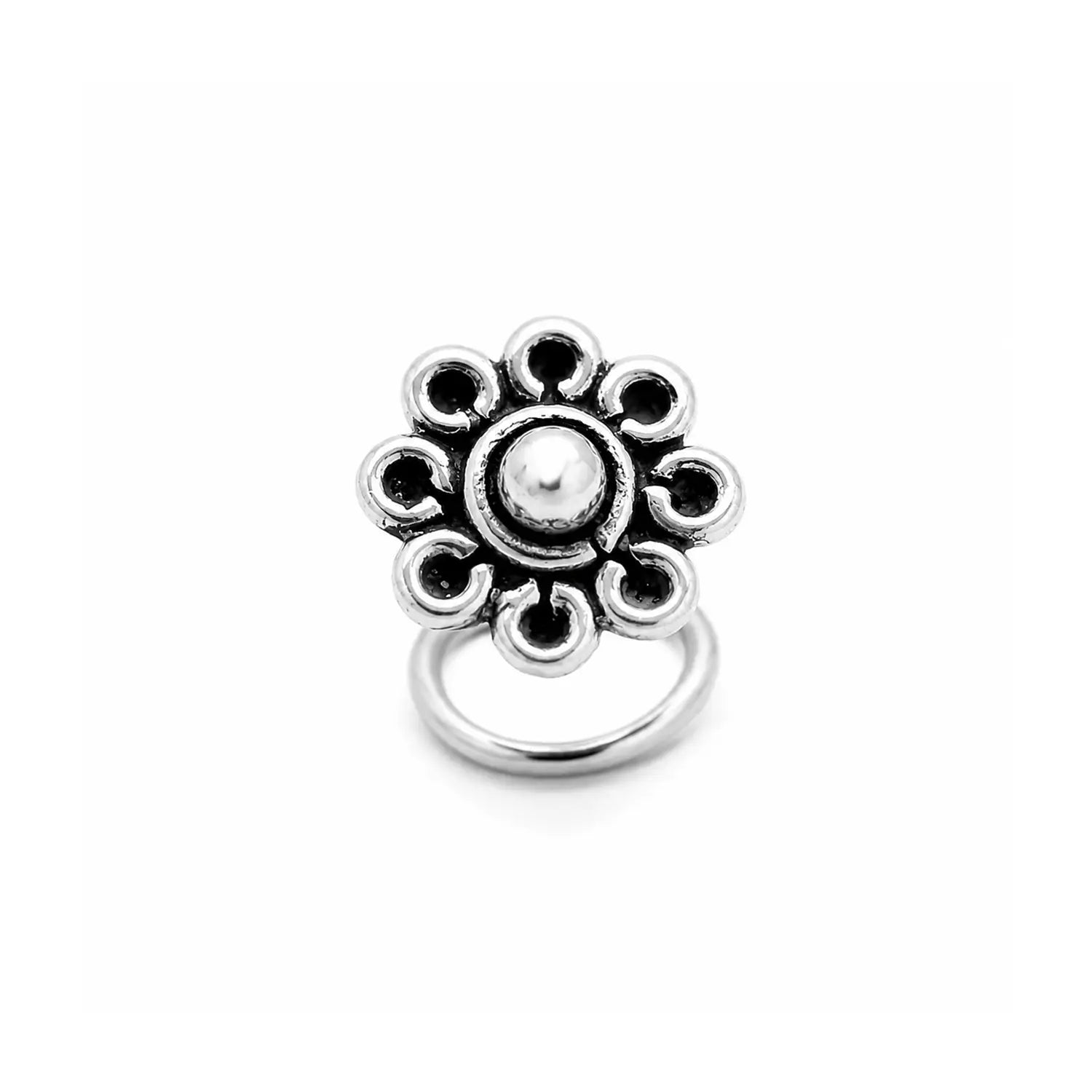 Antique Floral Silver Nose Pin- Made With Pure 925 Silver