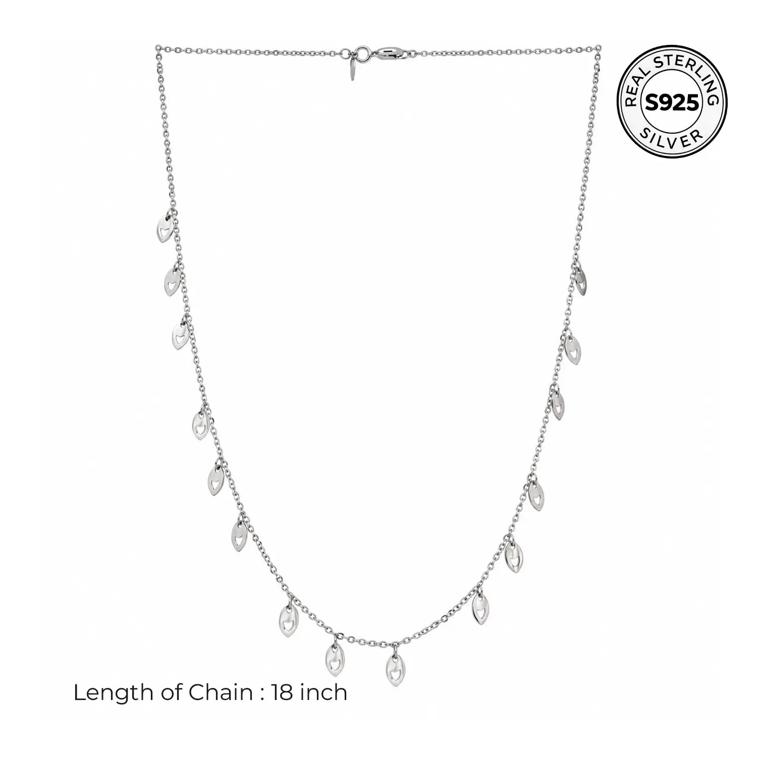 Elegant Teardrop Charm Silver Chain - Made With Pure 925 Silver