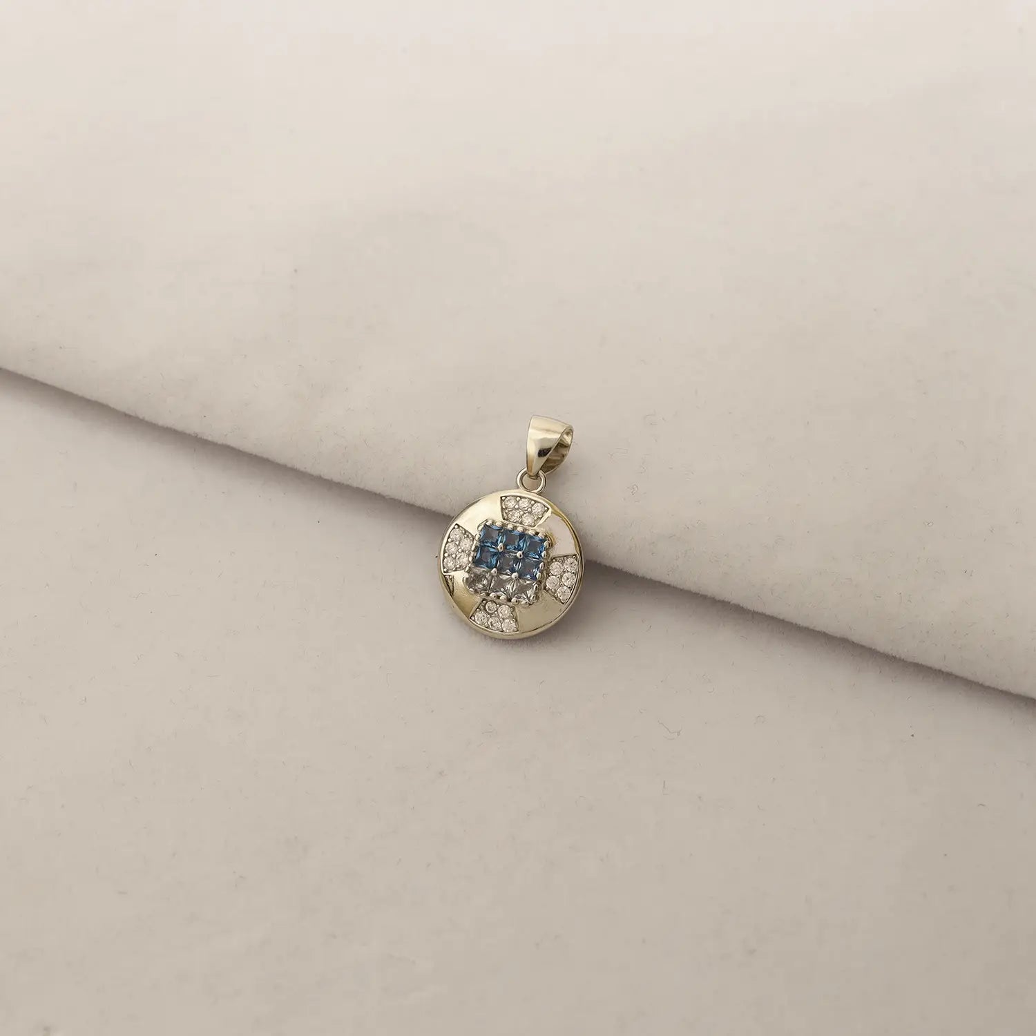 Elegant Pure Silver Blue CZ Round Pendant Set - Made With Pure 925 Silver
