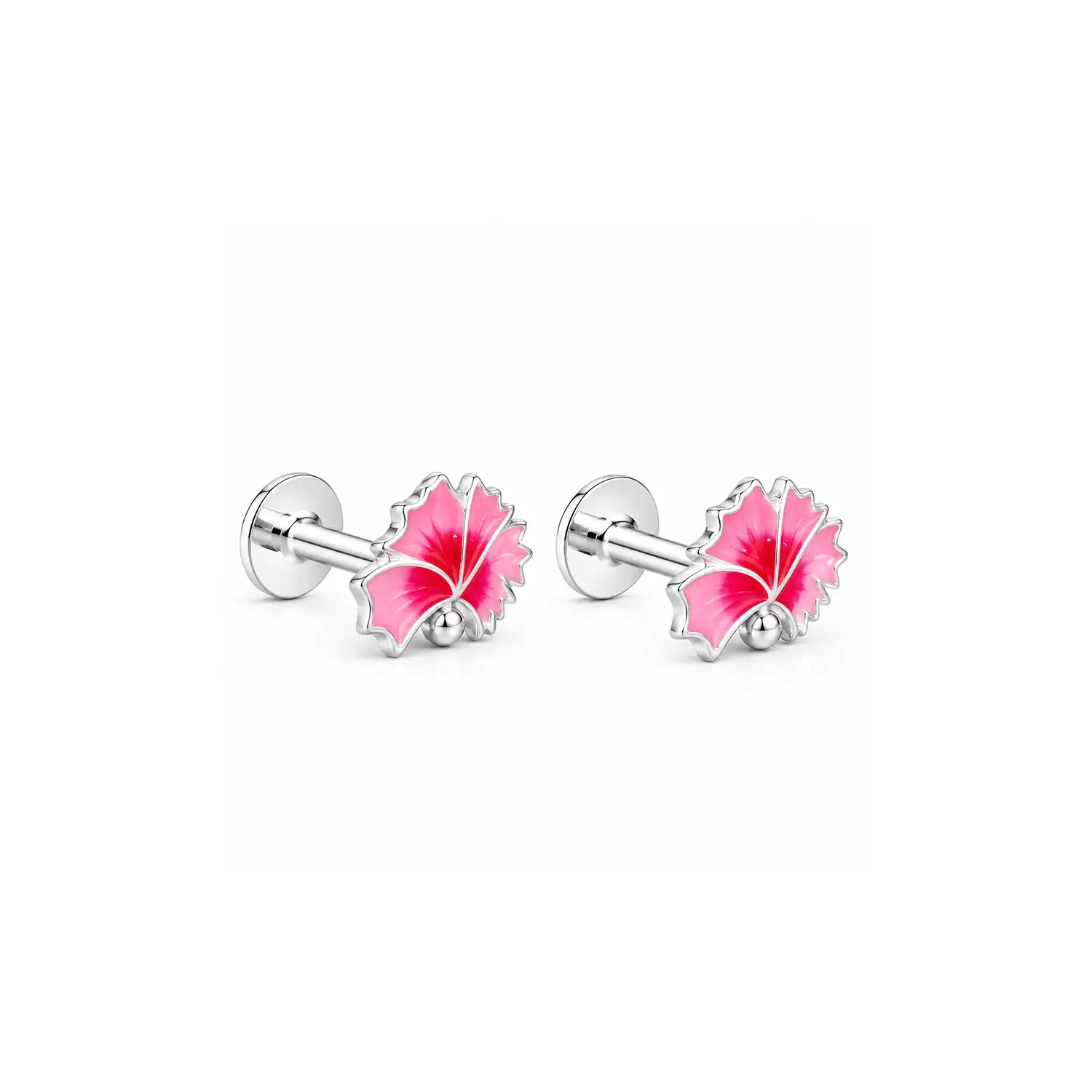 Blue Enamel Floral Silver Stud Earrings - Made With Pure 925 Silver