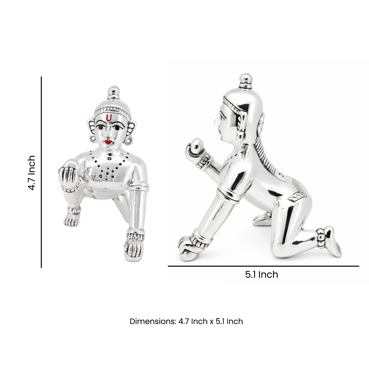 Laddu Gopal Idol – Crawling Krishna Murti - Made With Pure 925 Silver
