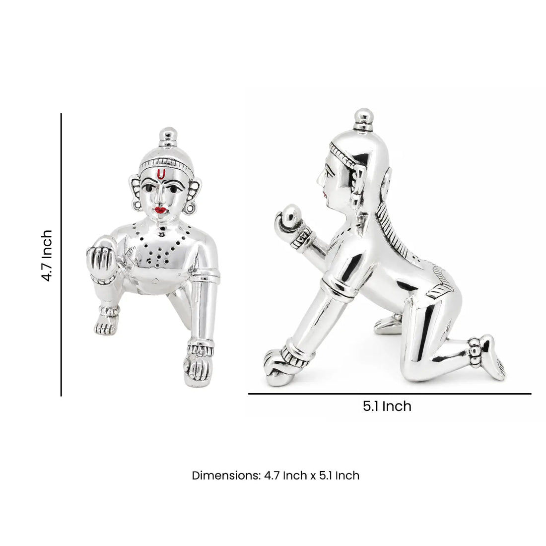 Laddu Gopal Idol – Crawling Krishna Murti - Made With Pure 925 Silver