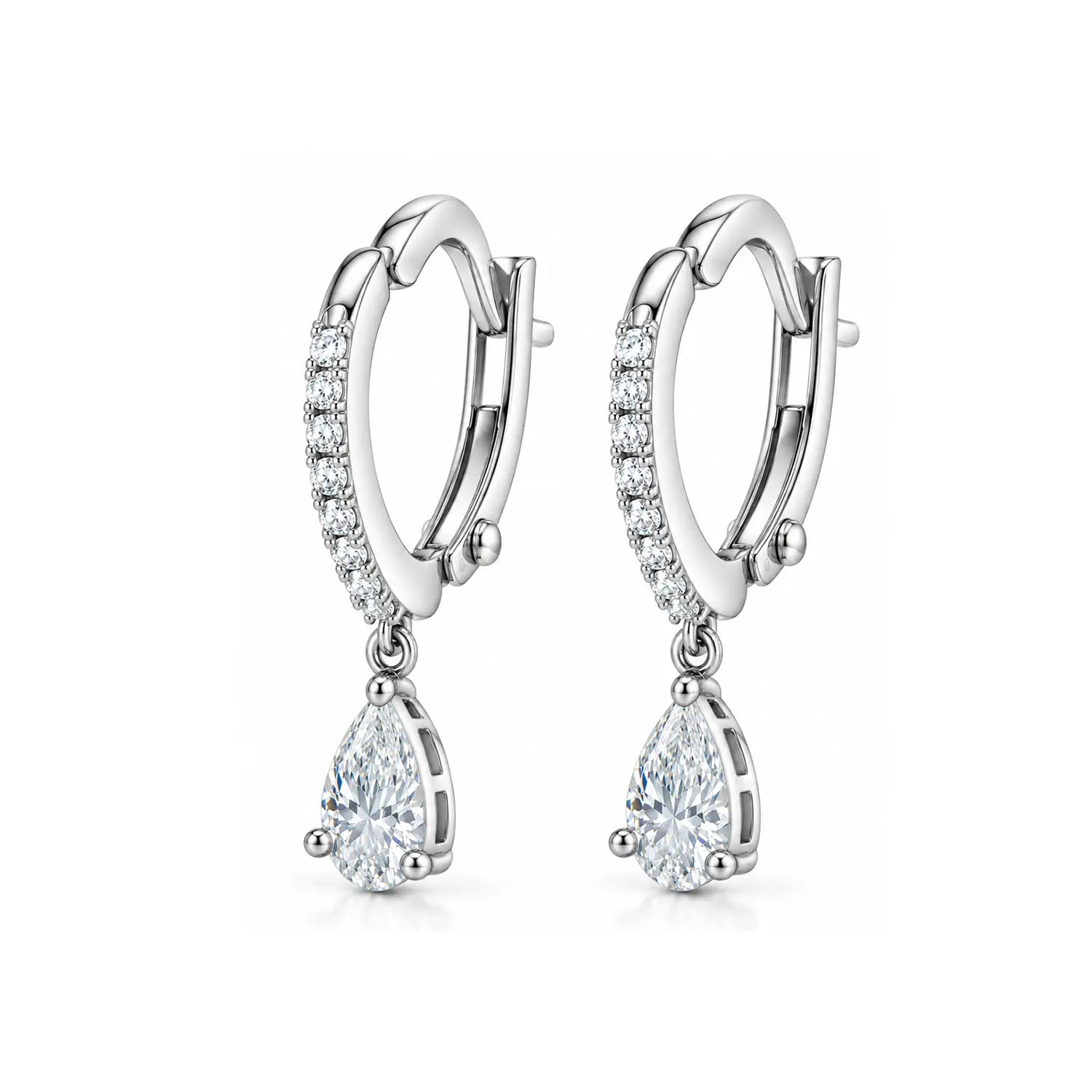 Elegant Teardrop Solitaire Silver Drop Earrings - Made With Pure 925 Silver