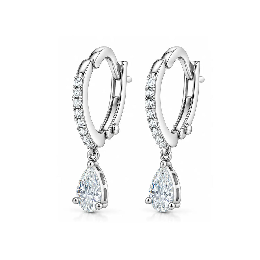 Elegant Teardrop Solitaire Silver Drop Earrings - Made With Pure 925 Silver