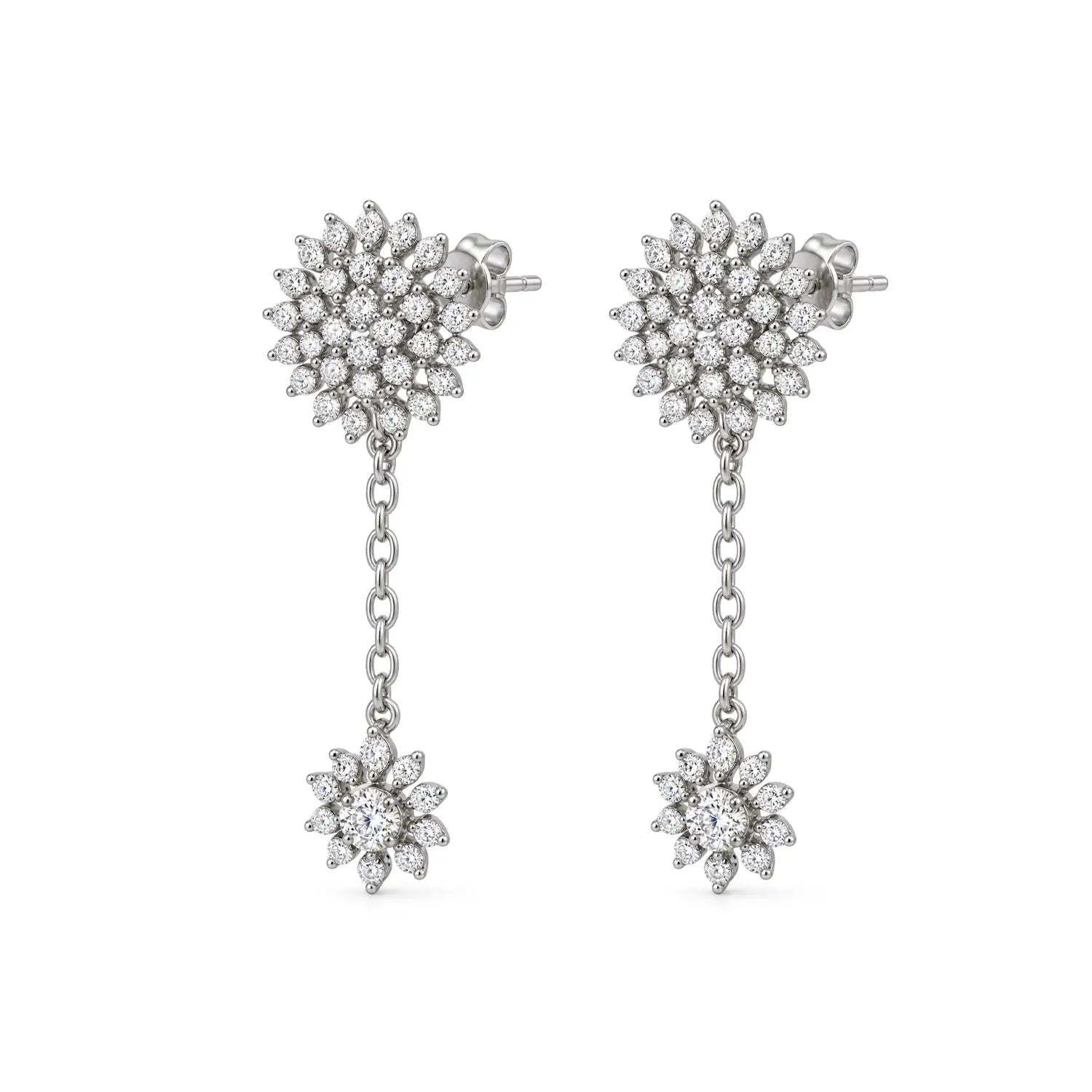 Elegant Floral Cascade Silver Earrings - Made With Pure 925 Silver