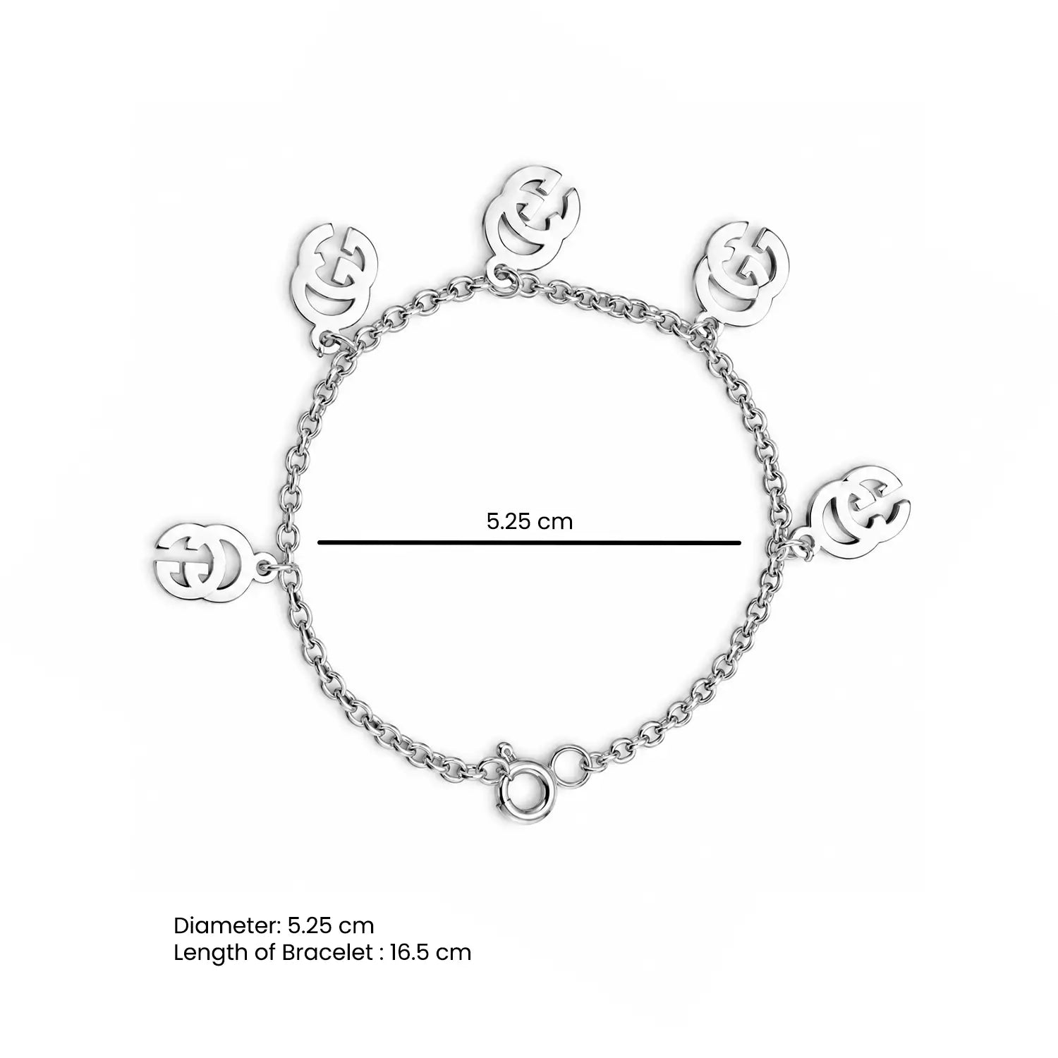 Designer Charm Bracelet – Elegant Double G Charm Design - Made With Pure 925 Silver