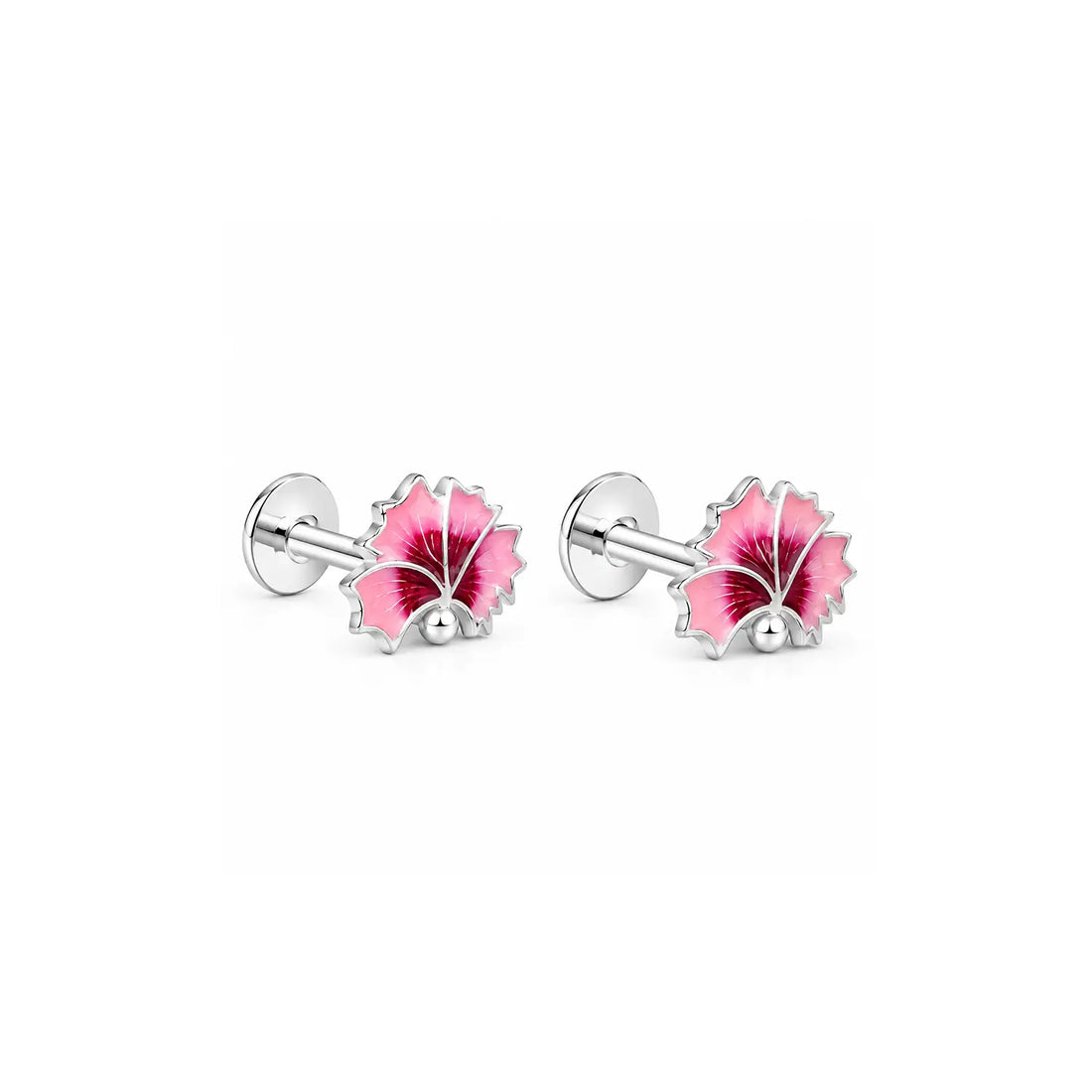 Blue Enamel Floral Silver Stud Earrings - Made With Pure 925 Silver