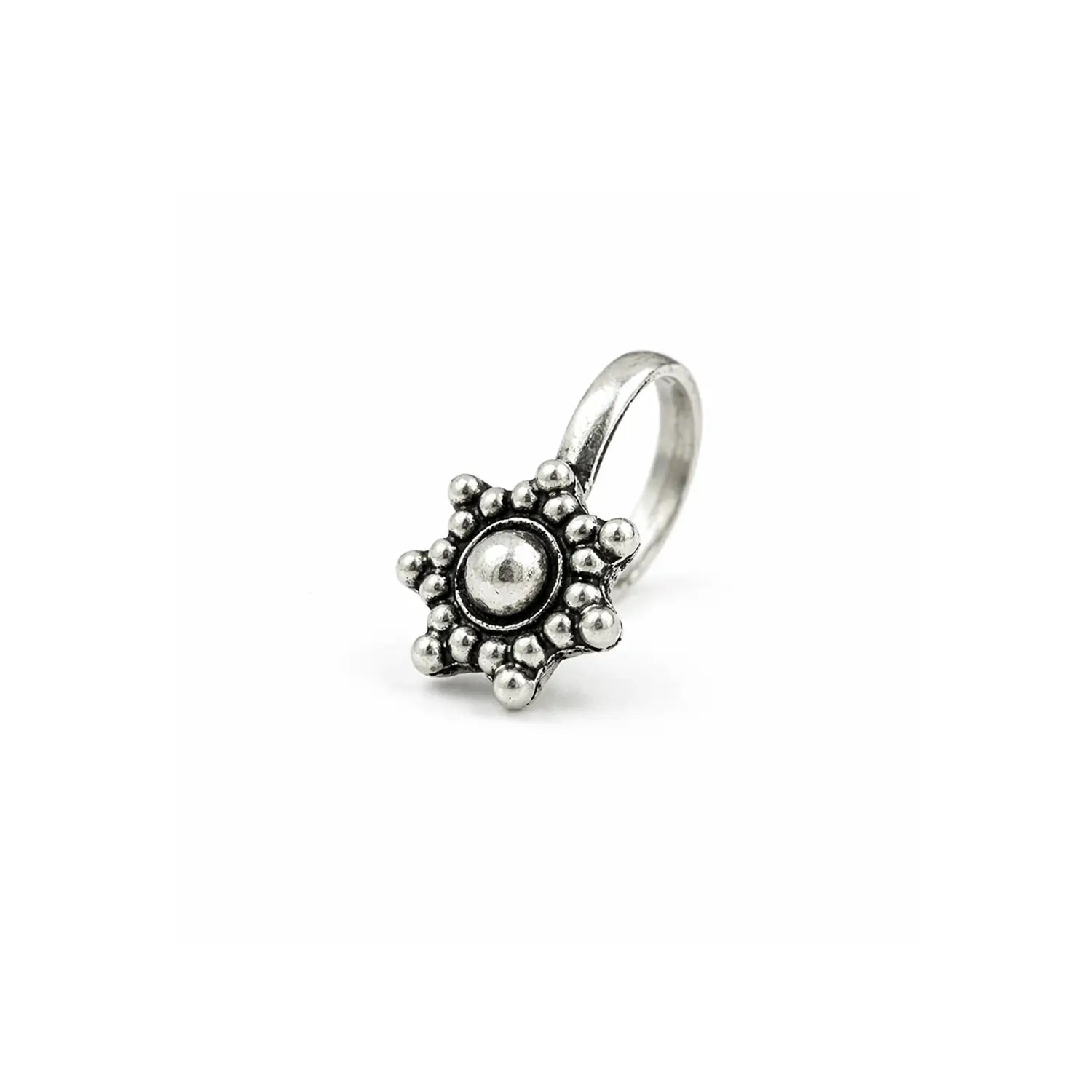 Vintage Floral Oxidised Silver Nose Pin- Made With Pure 925 Silver