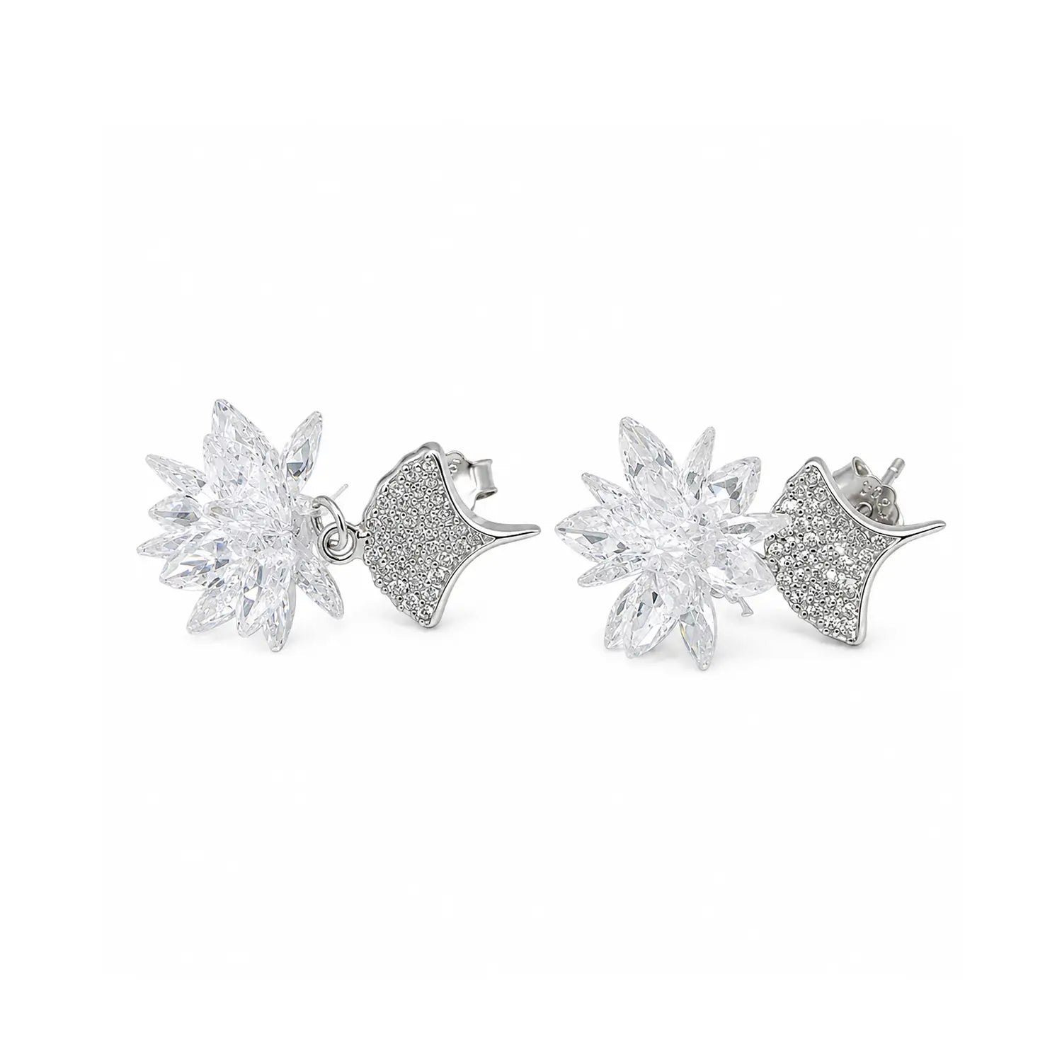 Crystal Bloom Drop Earrings - Made With Pure 925 Silver
