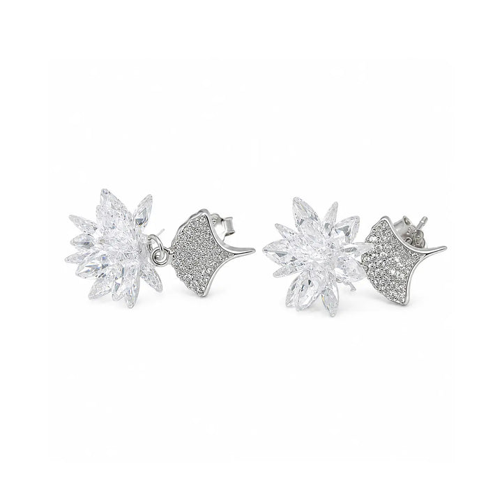 Crystal Bloom Drop Earrings - Made With Pure 925 Silver