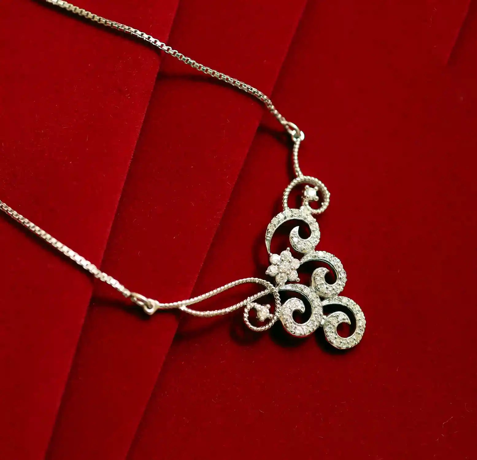 Elegant Swirl Pure Silver Mangalsutra - Made With Pure 925 Silver