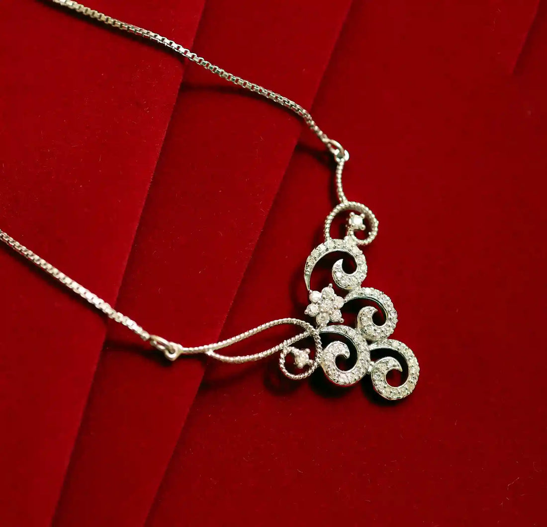 Elegant Swirl Pure Silver Mangalsutra - Made With Pure 925 Silver