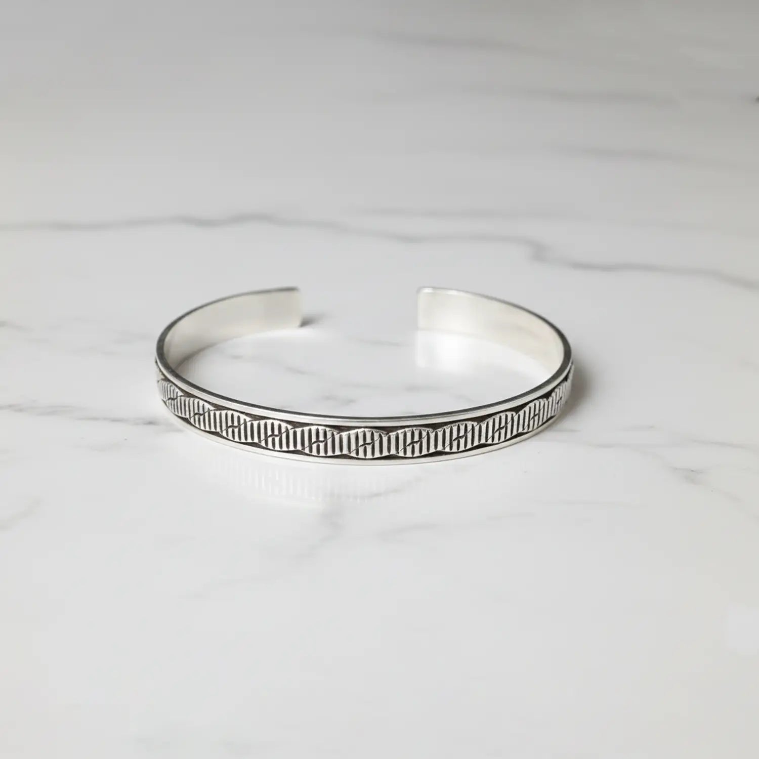 Minimal Textured Oxidised Silver Cuff Bracelet - Made With Pure 925 Silver