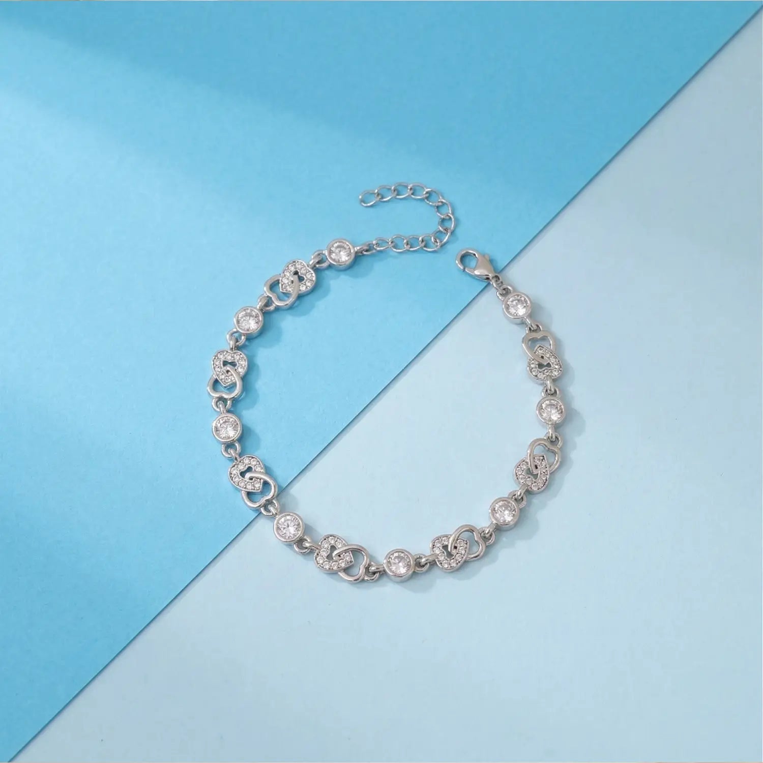 Elegant Infinity Heart CZ Pure Silver Bracelet - Made With Pure 925 Silver