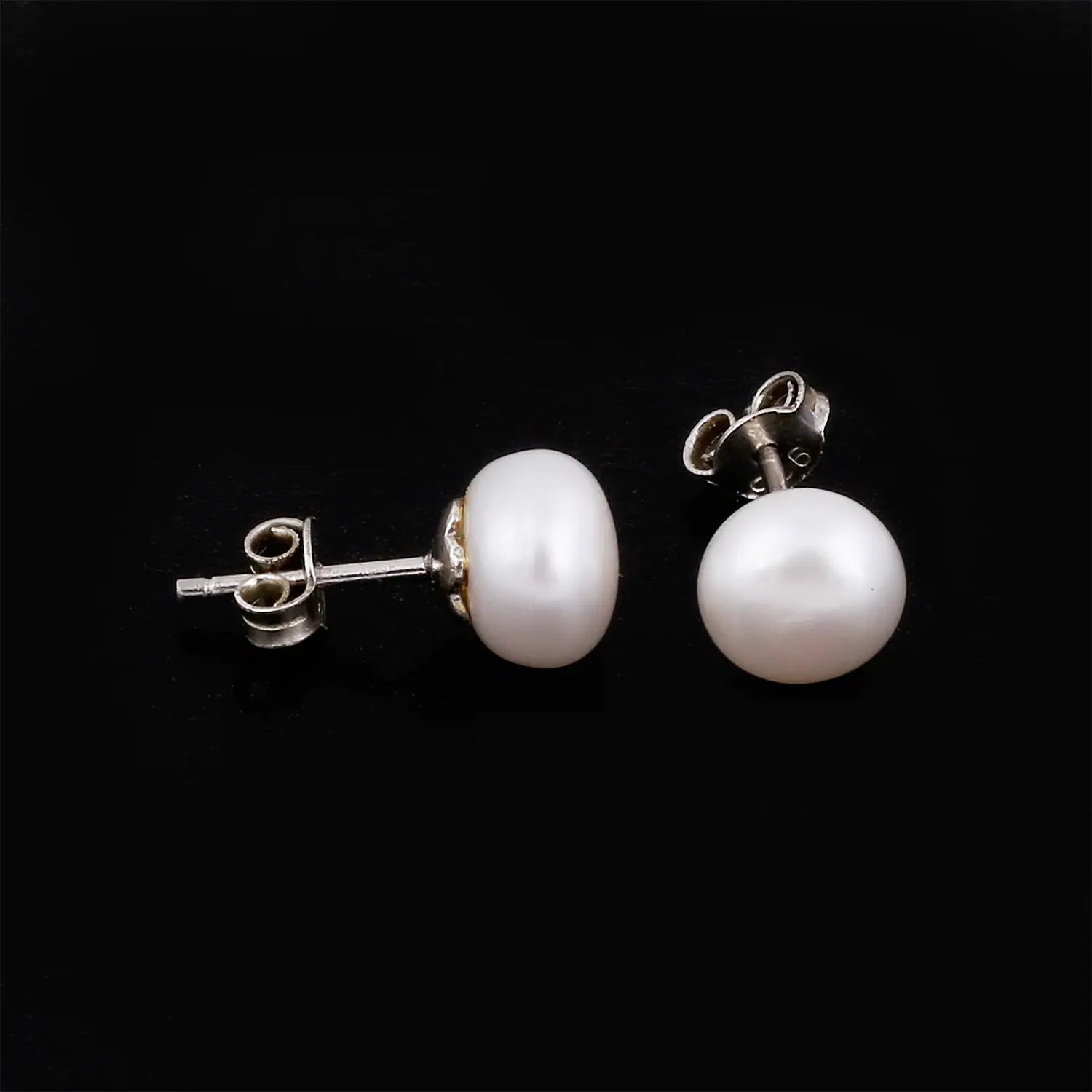 Classic Pure Silver Pearl Stud Earrings- Made With Pure 925 Silver