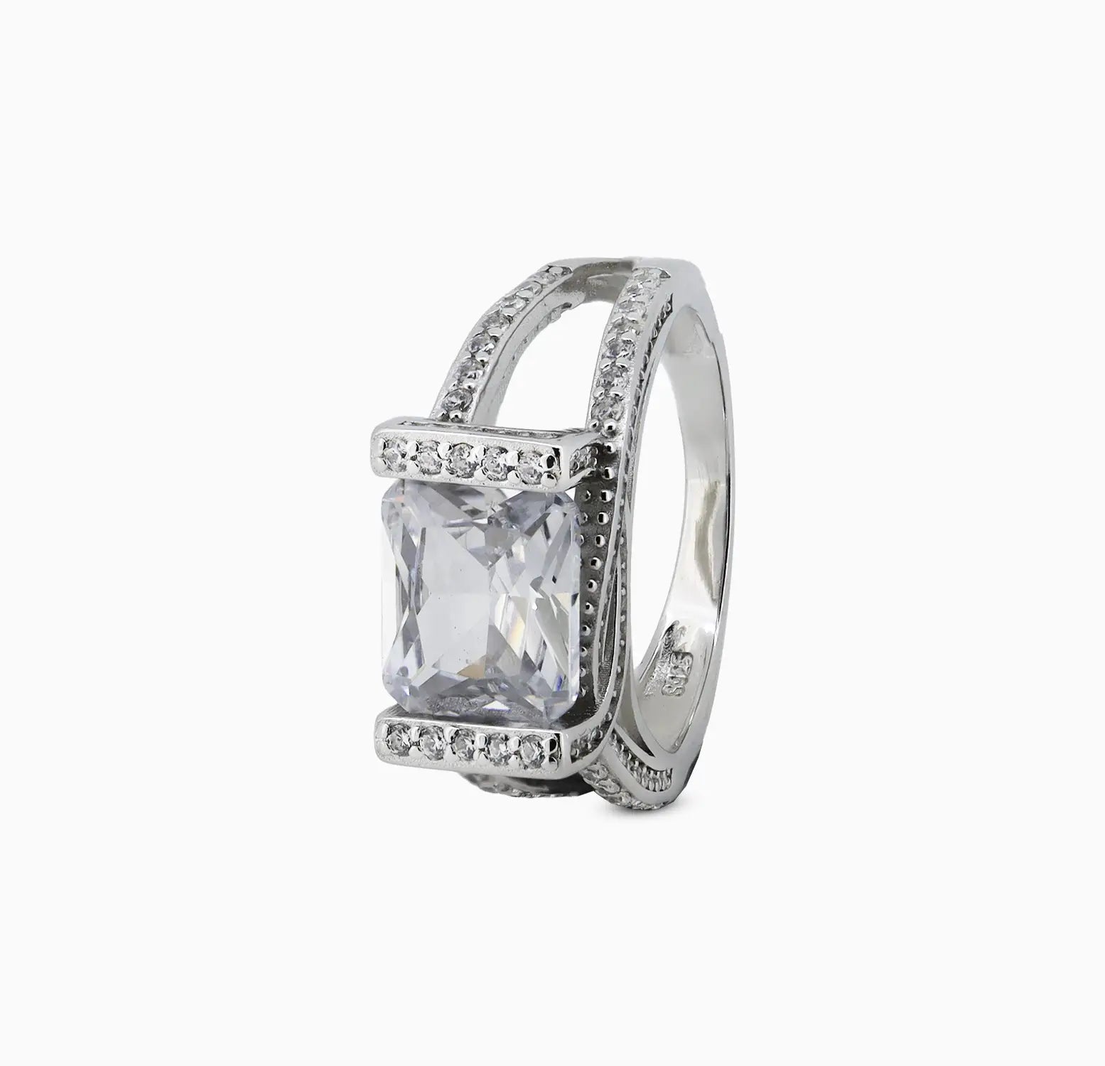 Elegant Princess-Cut Silver Ring - Made With Pure 925 Silver