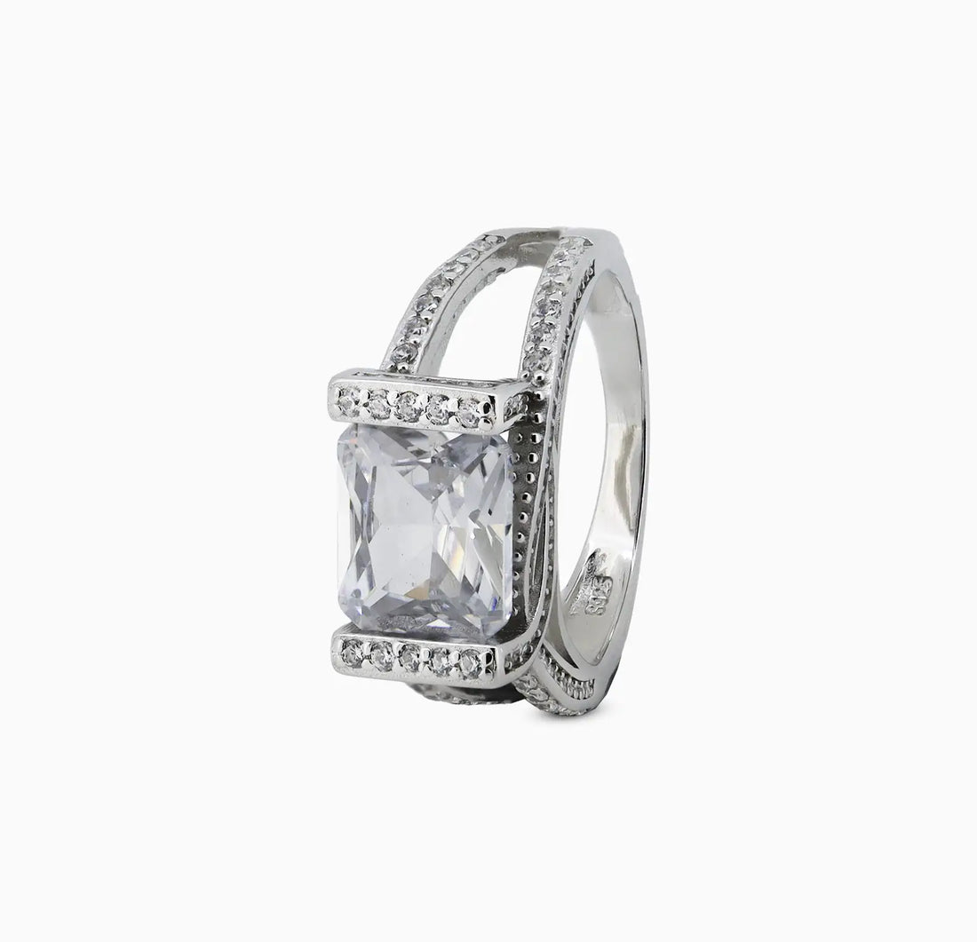 Elegant Princess-Cut Silver Ring - Made With Pure 925 Silver