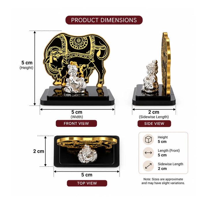 Lord Krishna Idol with Decorative Elephant Backdrop - Made With Pure 925 Silver